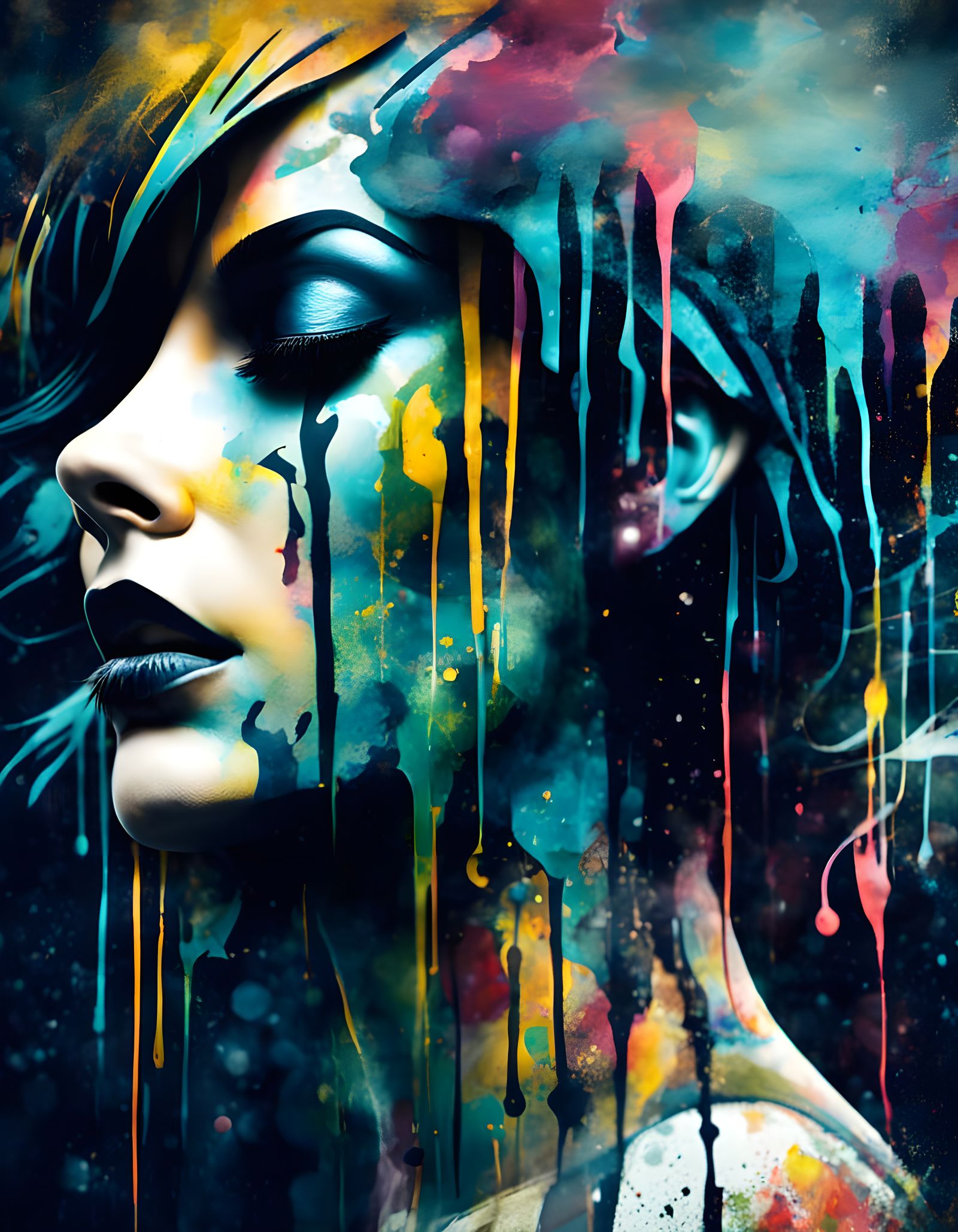 Abstract Schizophrenia in Urban Graffiti Art Style