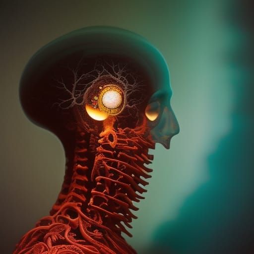 Surreal Stopmotion Photo of Mycelium Person in Quantum Paint...