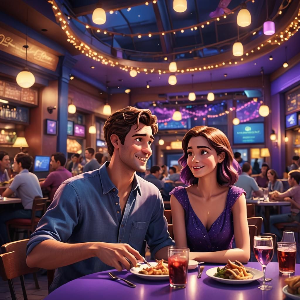 Romantic Restaurant Date in Pixar-Style 3D