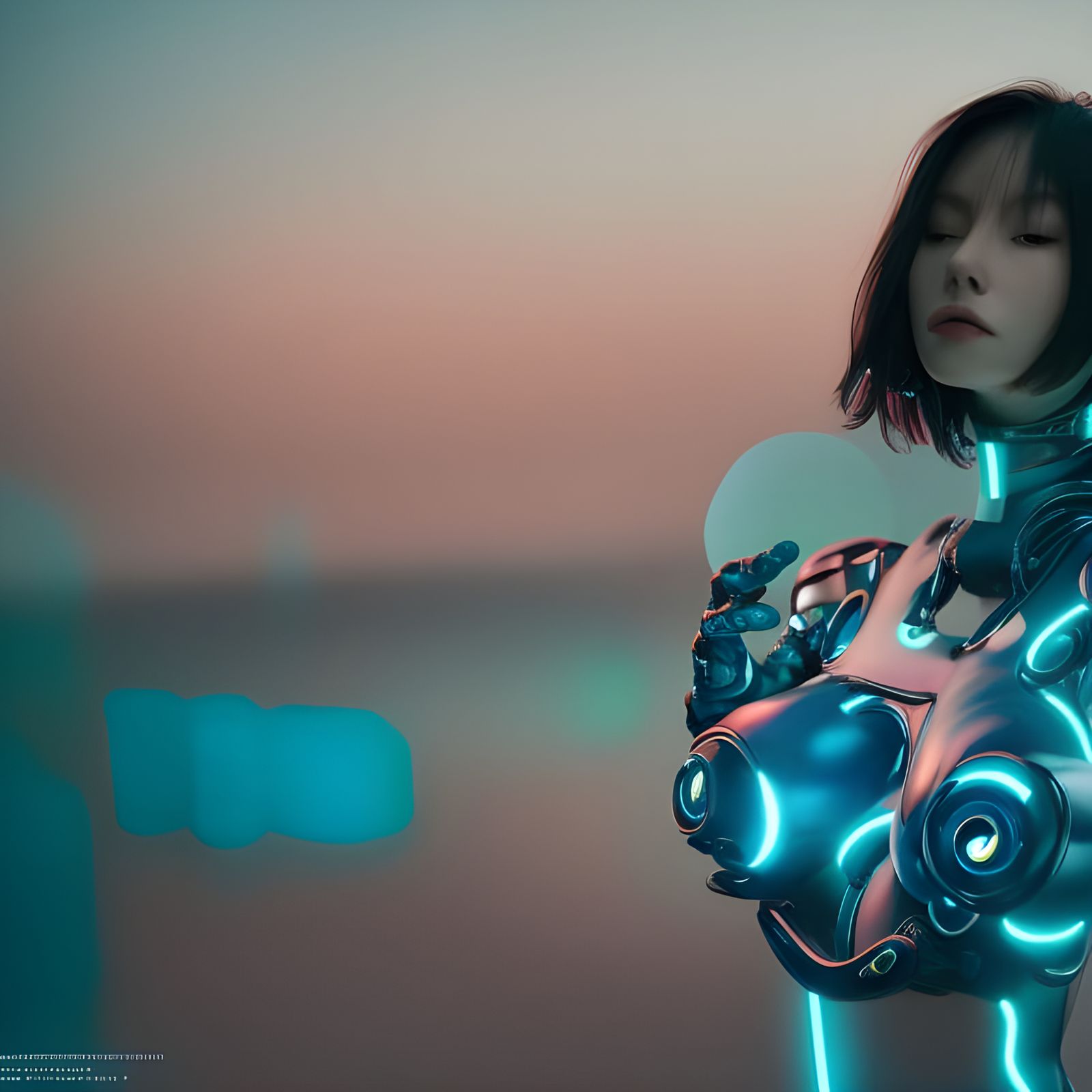 Futuristic Robot Woman in Cyberpunk Style