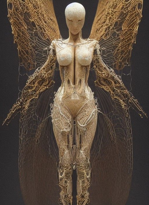 Gynoid Angel in Rococo Robotic Style