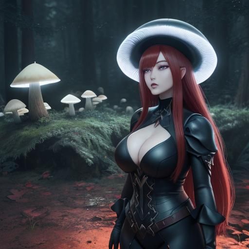 Enchanting Mushroom Woman in a Magical Forest