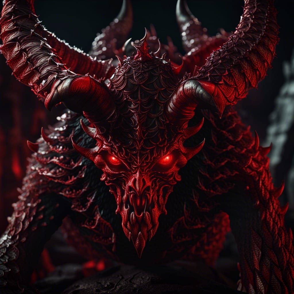 Creepy 13-Horned Demon with Trident