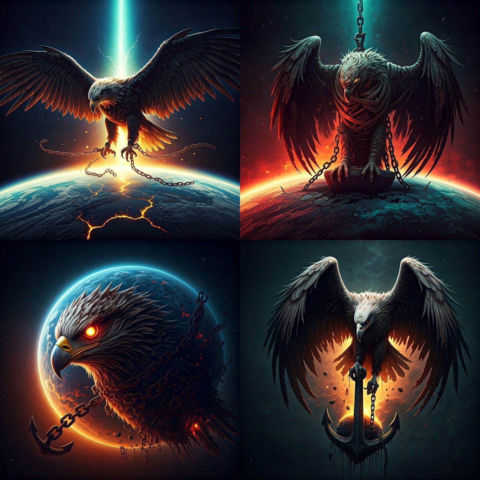 Decaying Eagle in Space: Fantasy Concept Art