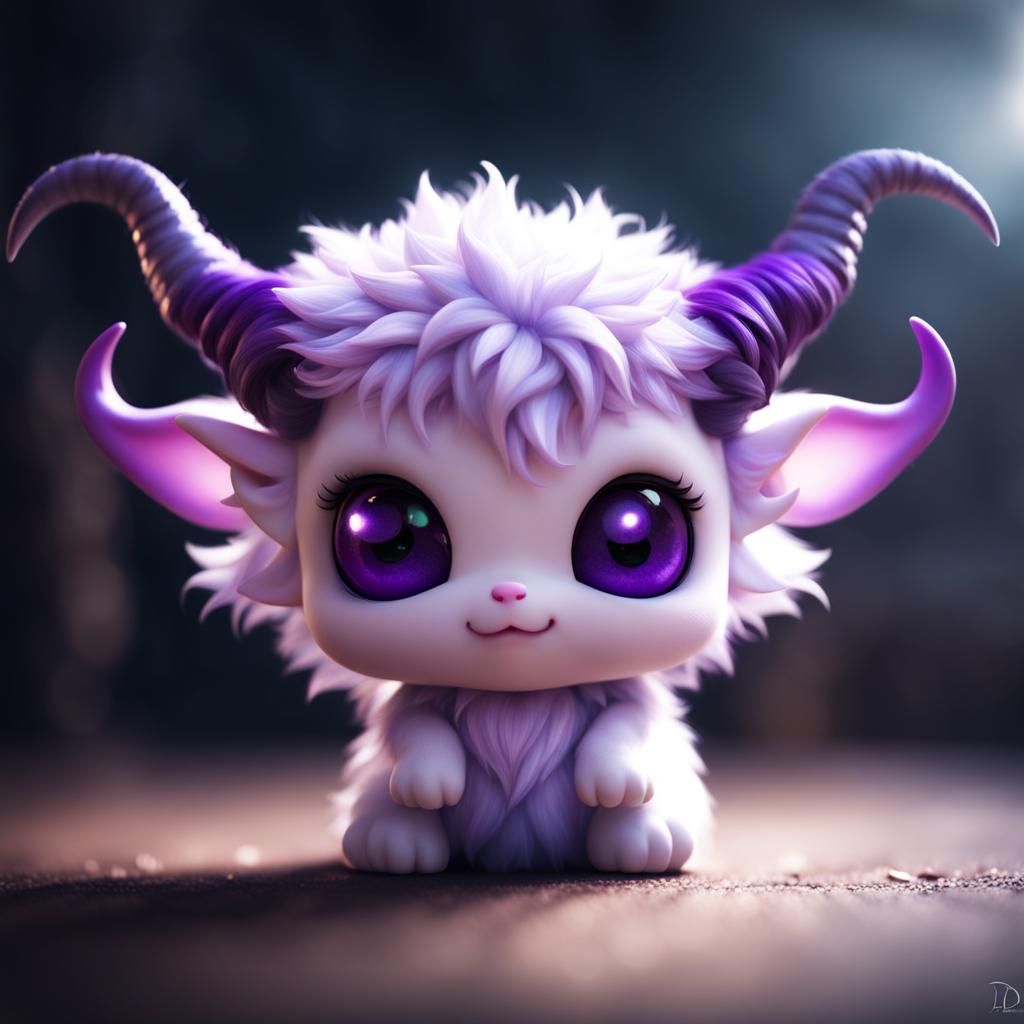 Fluffy Chibi Demon Portrait in Digital 3D