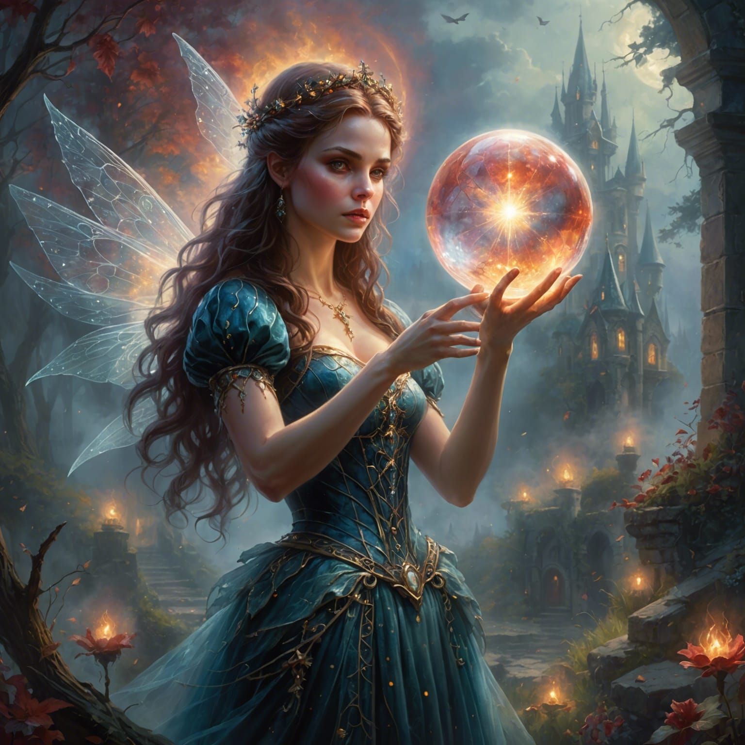 Divine Fairy with Orb Reflecting Bloody War