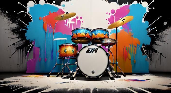 Epic Colorful Drums in Graffiti Street Art Style