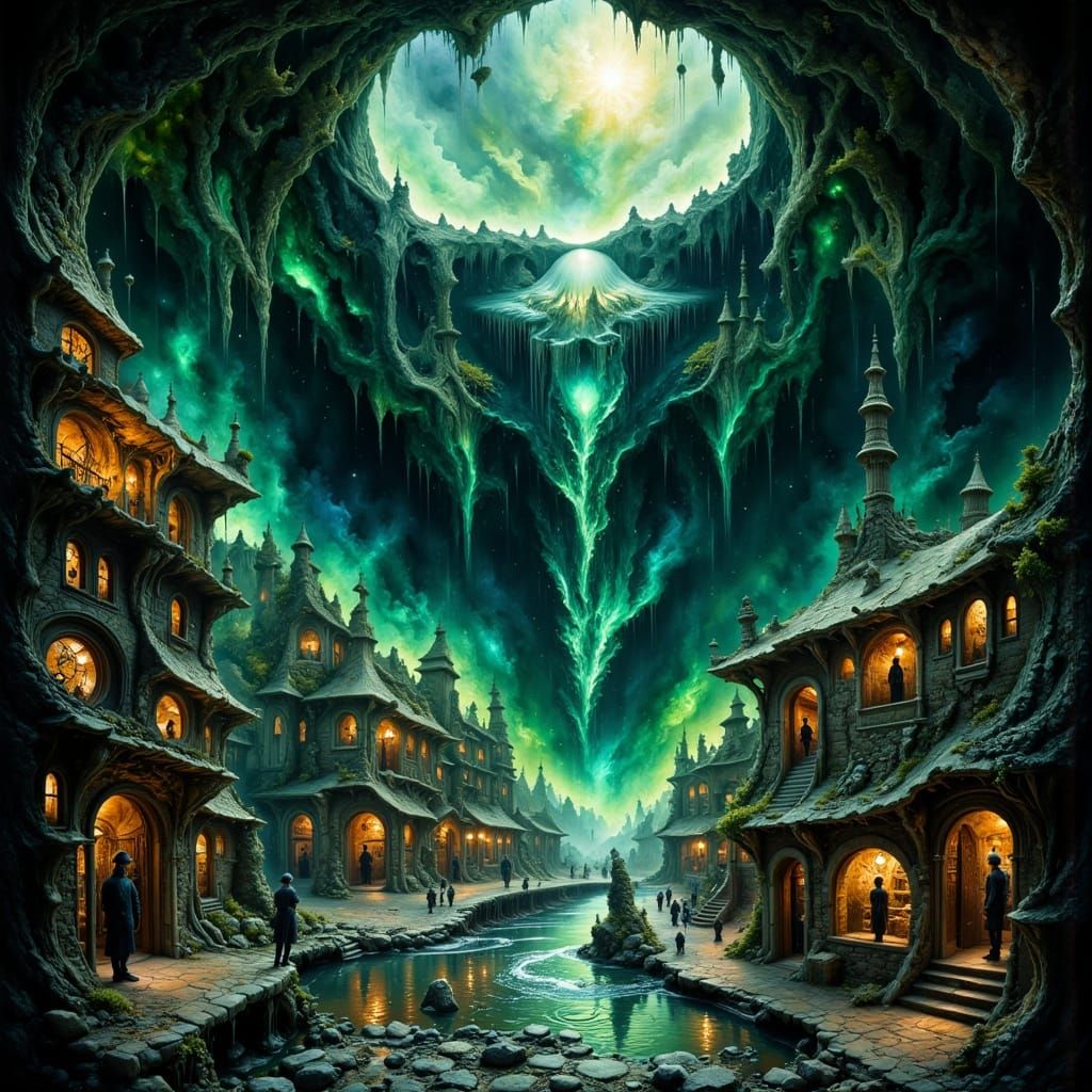 <lora:hyperkraximalismus:1.0> <lora:Abstract Reality:1.0> Dark fantasy pirate haven