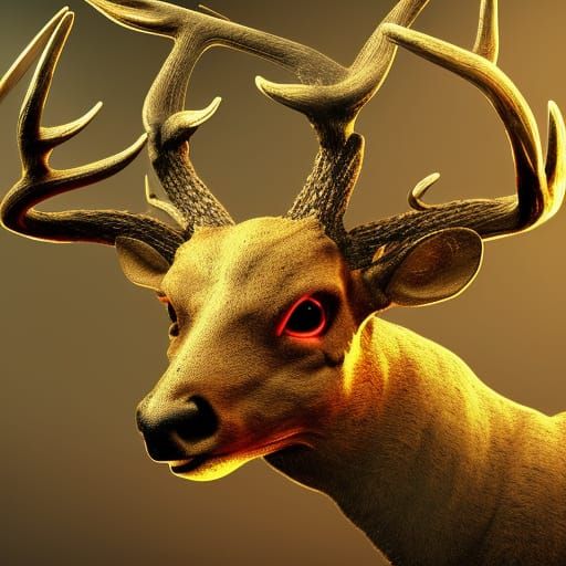 Skull-Headed Deer in Detailed Matte Painting