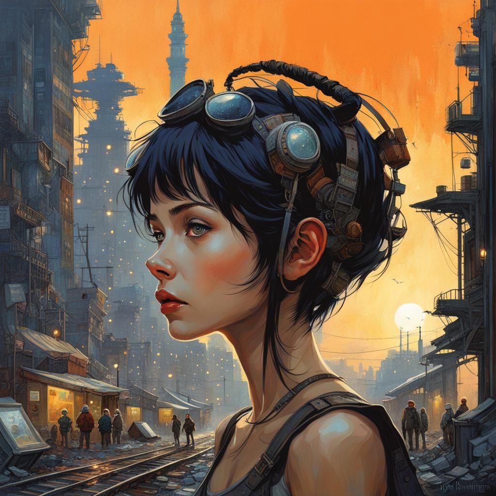 Pixie in Wasteland: Minimalist Digital Illustration