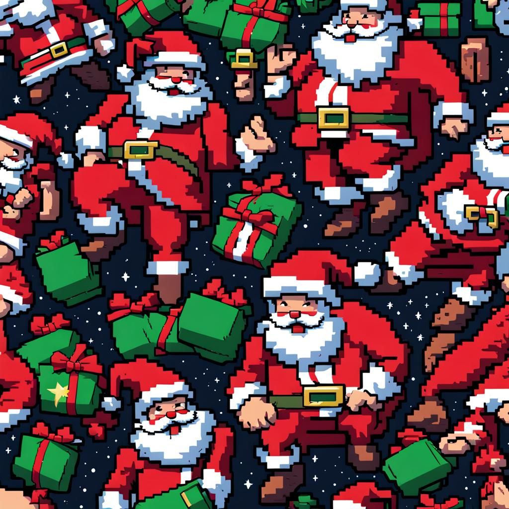Santa Christmas Pixel Art T-Shirt Design