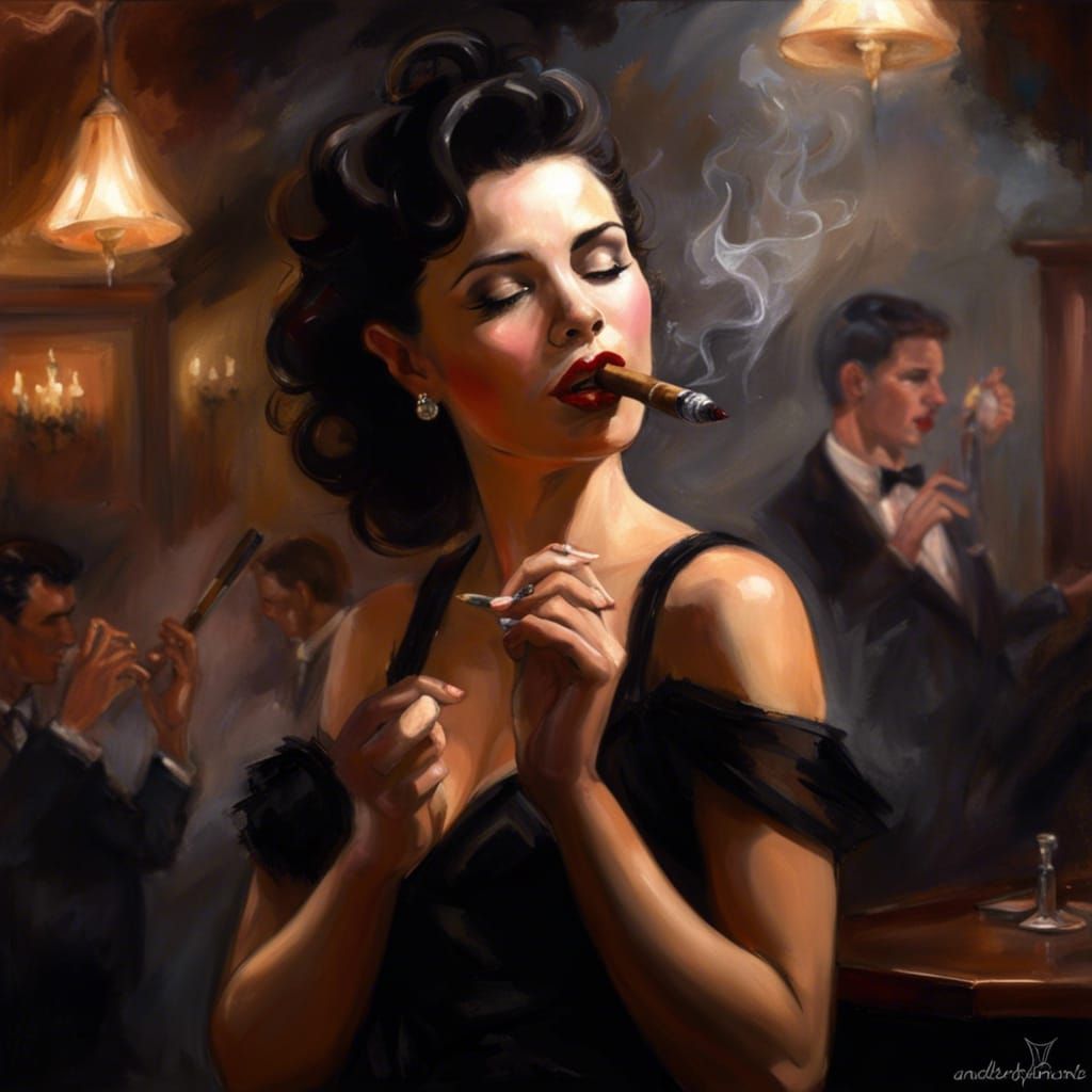 Jazz Singer in Smoky Club, Realism Art Style