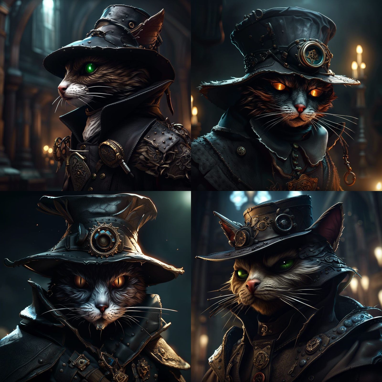 Plague Doctor Cat in Dark Fantasy Style