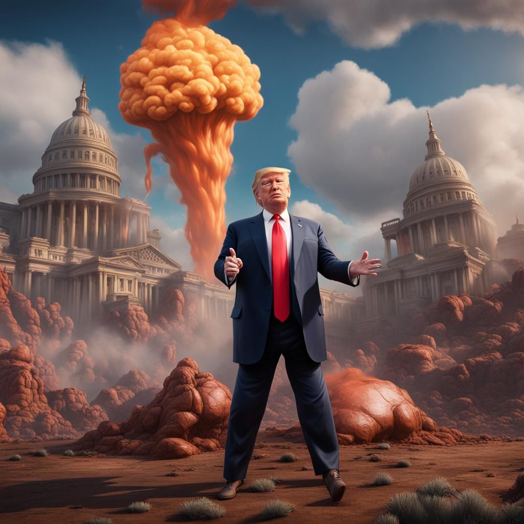 Humorous Donald Trump Caricature in Detailed Digital Art