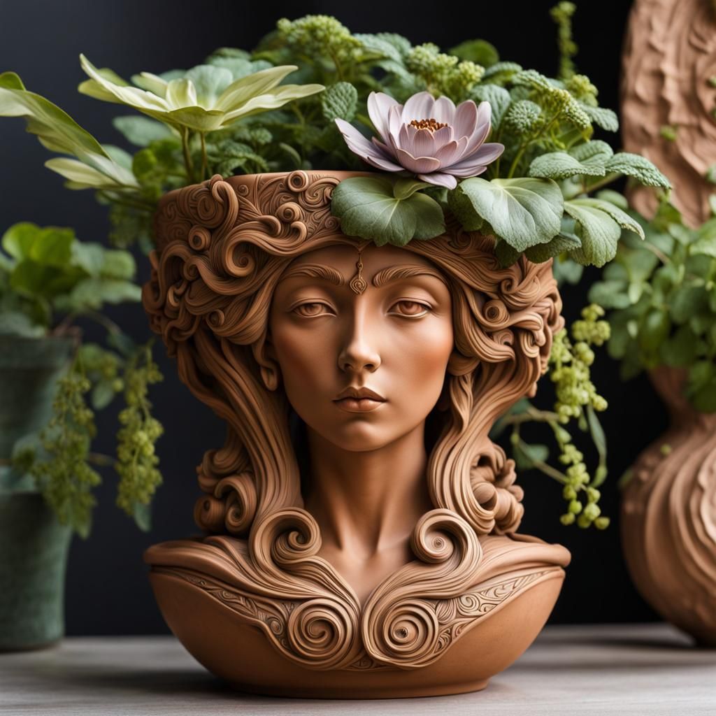 eccentric clay flower pot