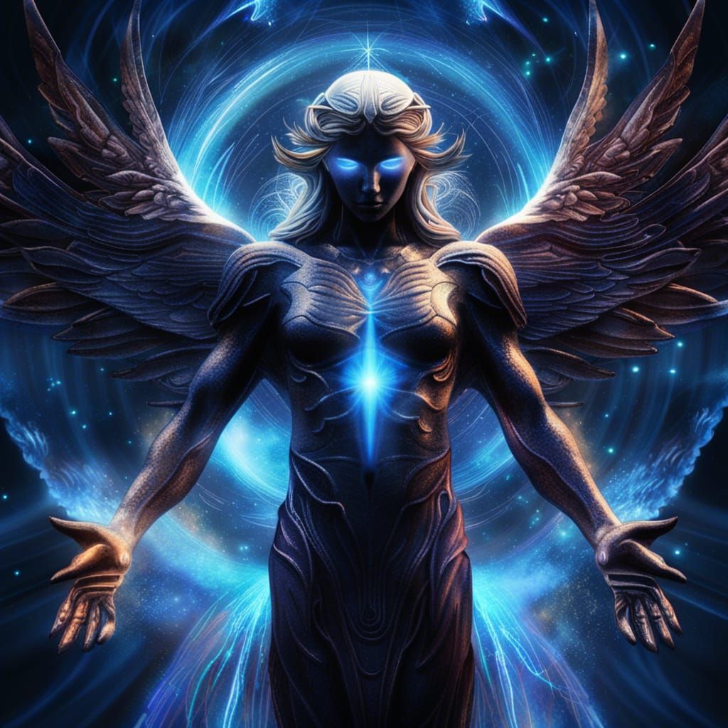 Angelic and Demonic Figure in Cosmic Illustration
