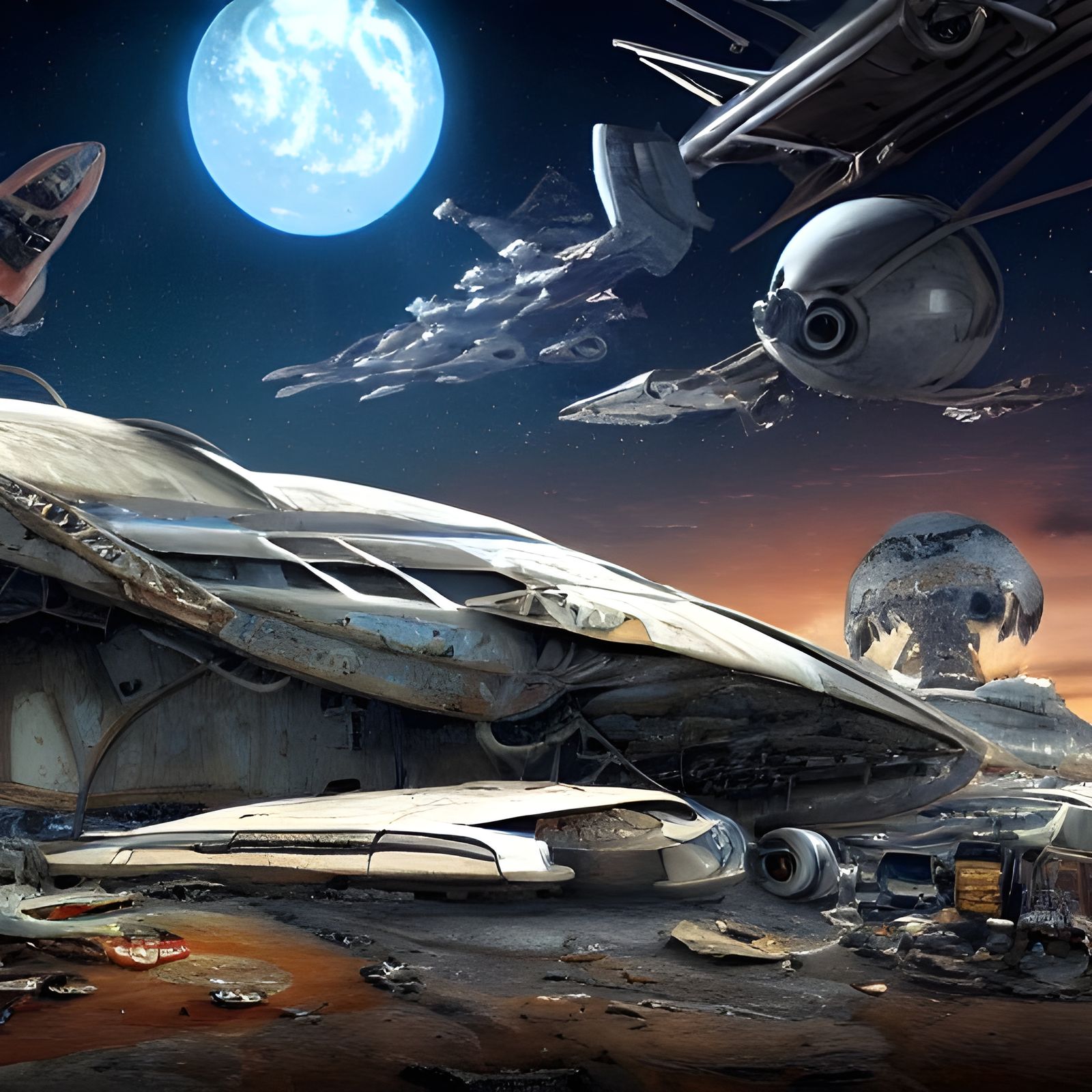 Hyperdetailed Sci-Fi Spaceship Junkyard in 4K