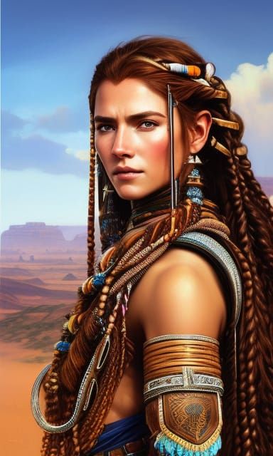 Aloy Portrait: Hyperrealistic Desert Beauty in Art Nouveau S...