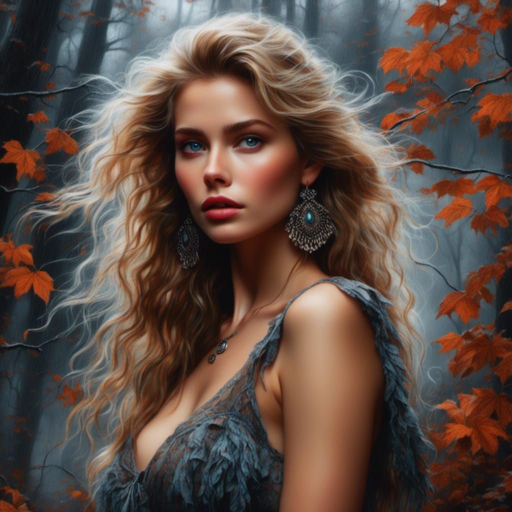 Native American Woman Portrait in Hyperrealism Style