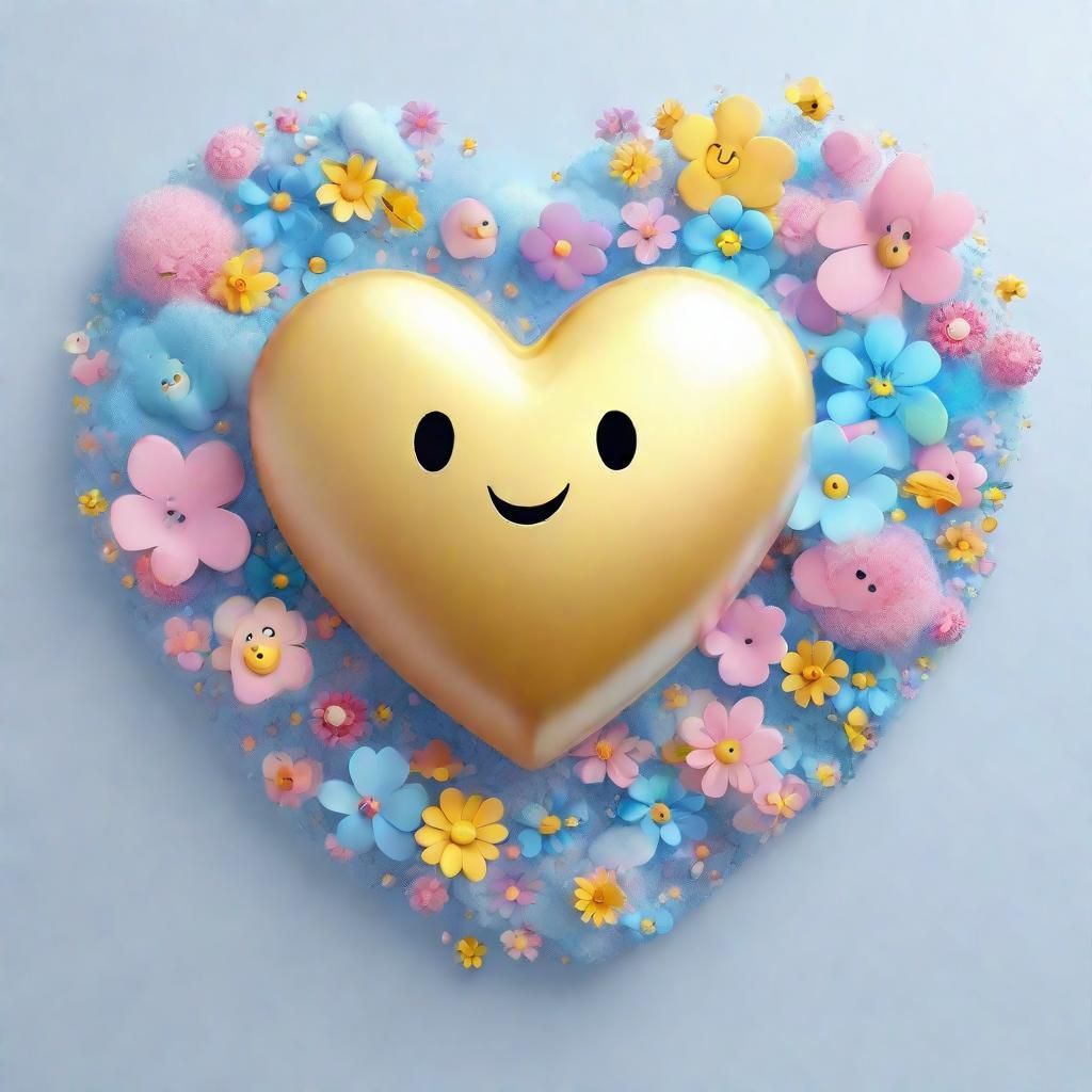 Heart Filled with Smiles and Flowers in Pixar Style