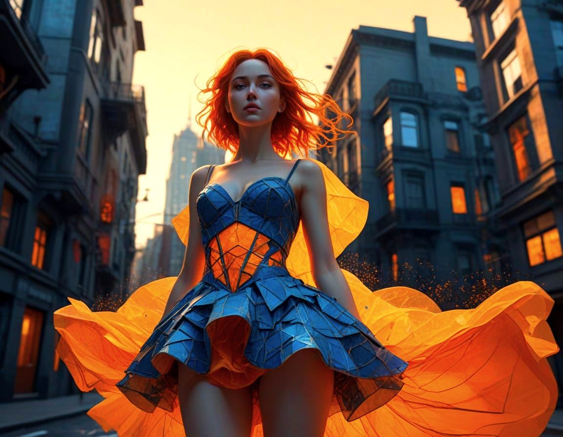 Vibrant Cosmic Dancer in a Kaleidoscopic City