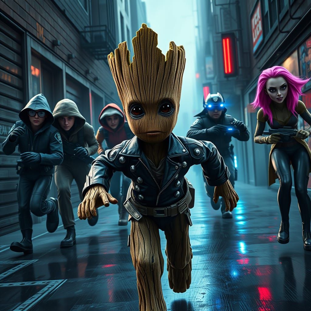 Groot Leads a Diverse Gang in a High-Energy Urban Chase