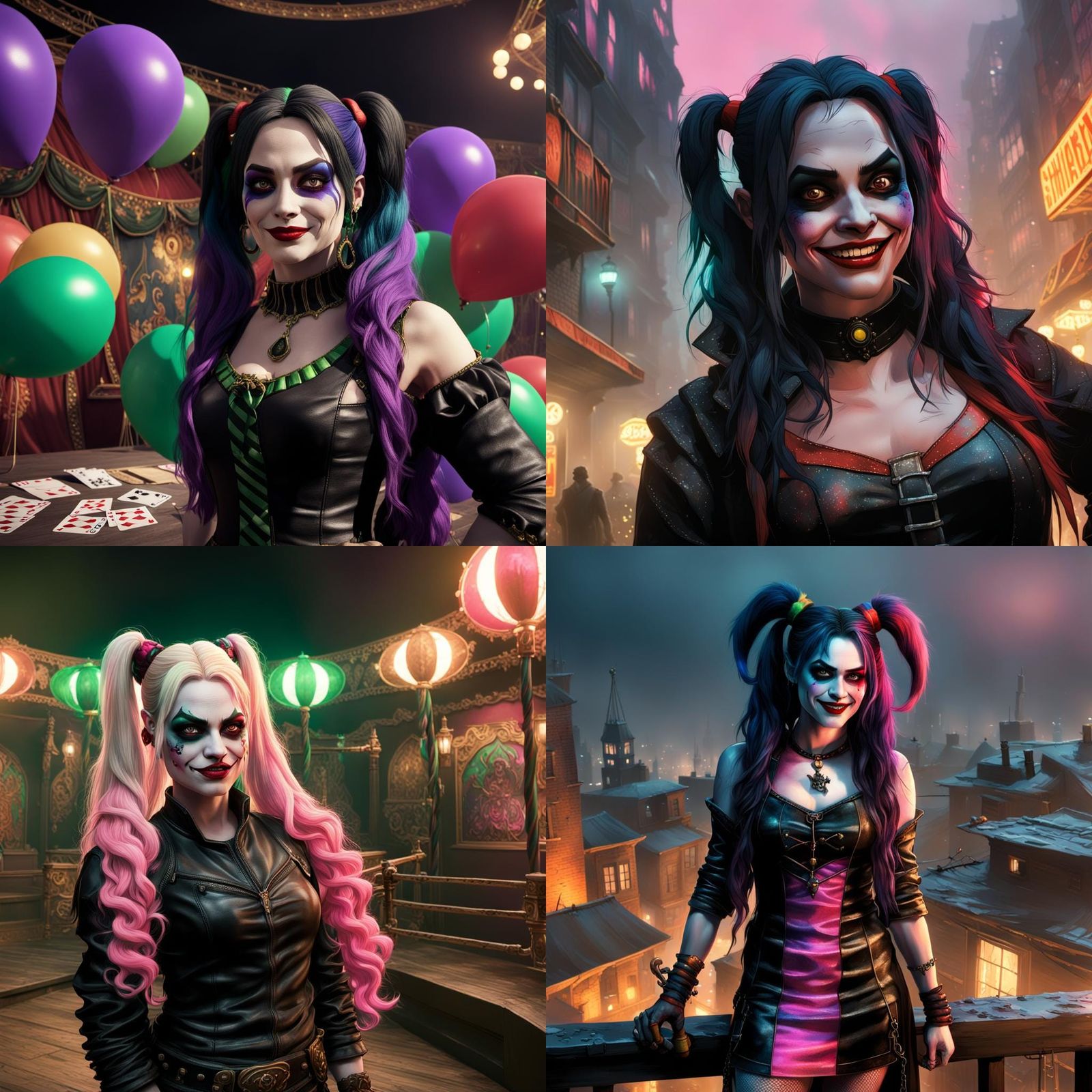 Detailed Matte Painting of Harley Quinn