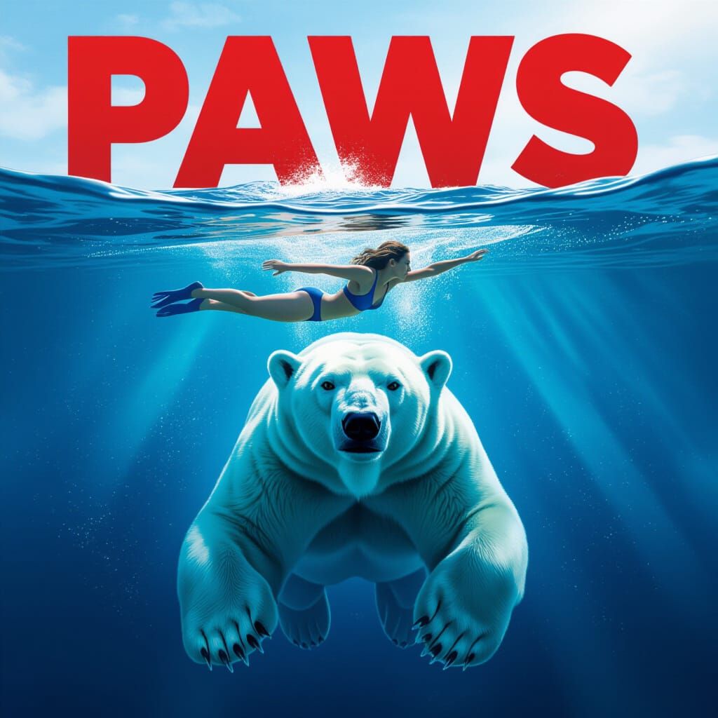 Woman Swims Above Polar Bear Threat in Deep Blue Ocean