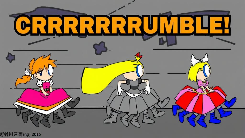 Anime-Style Woman Parachuting with Princess Dress