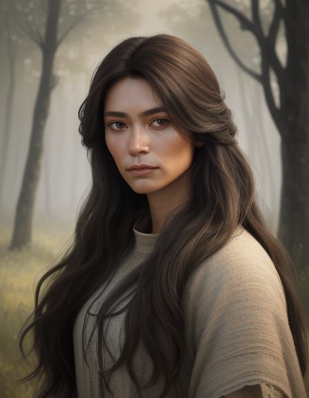 Stone Age Woman in Earthy Realism