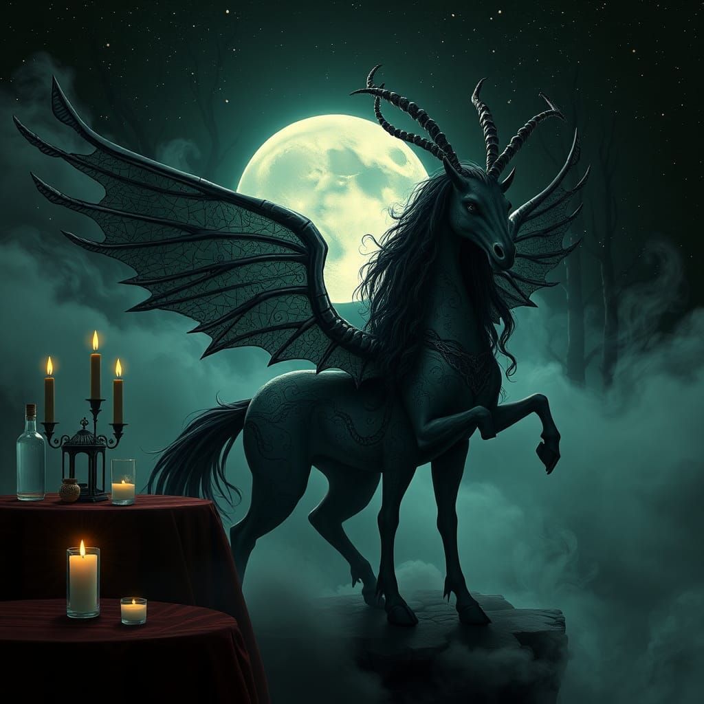 Wednesday Addams Centaur in Tim Burton Style