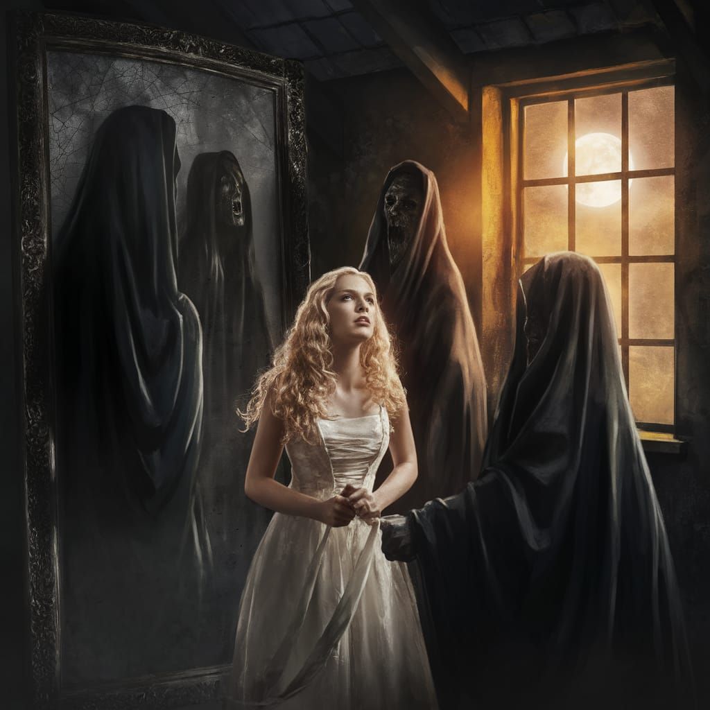 Menacing Figures Emerge from the Mirror in a Haunting Attic ...