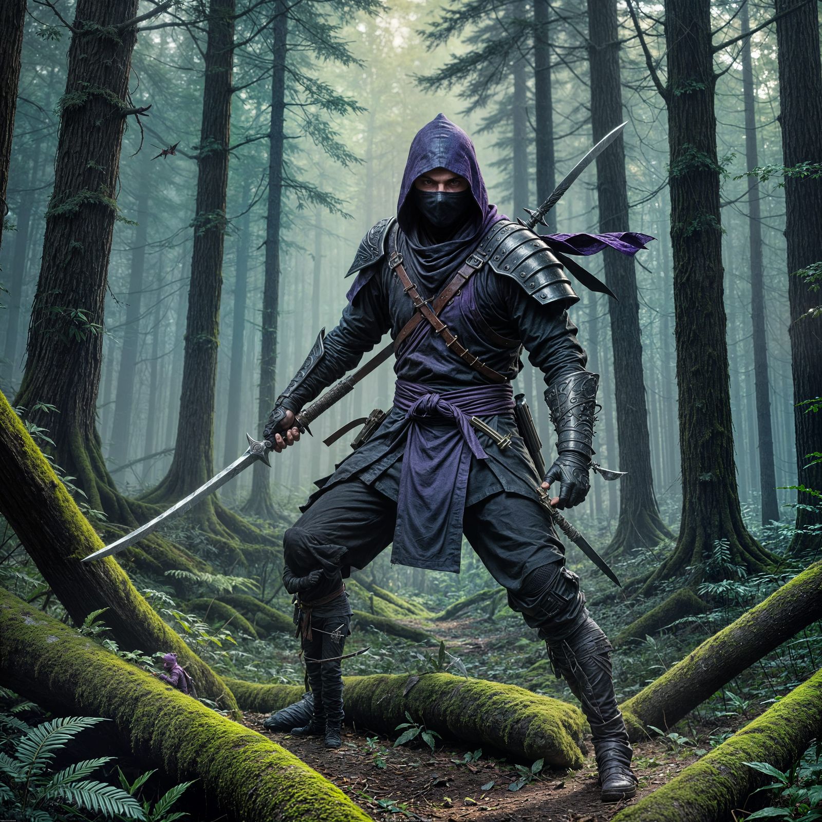 Ninja Masterpiece in Dark Fantasy Forest