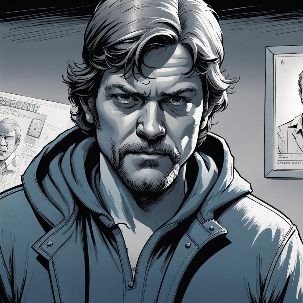 Unabomber Police Sketch in Comic Book Art Style