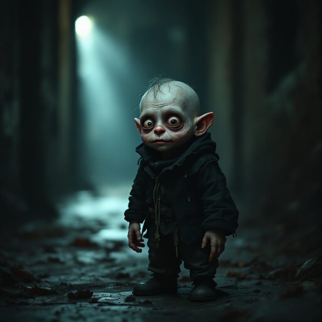 Grotesque Child in a Haunting Cinematic Scene