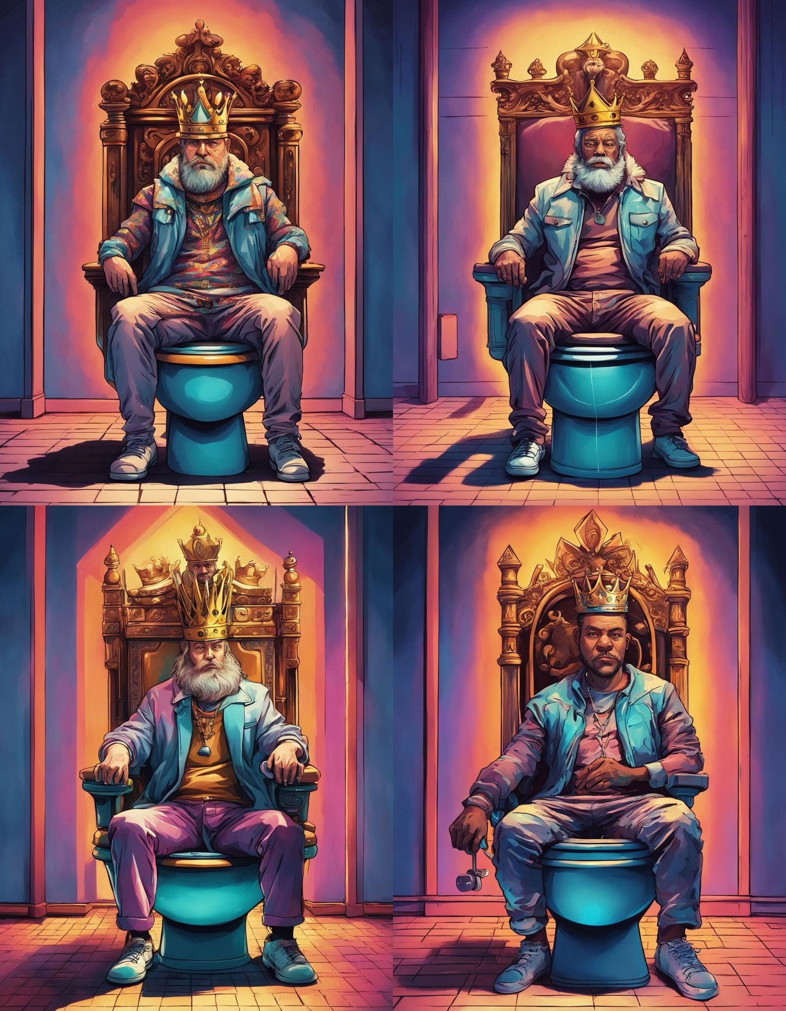 King on Toilet Throne with Smartphone