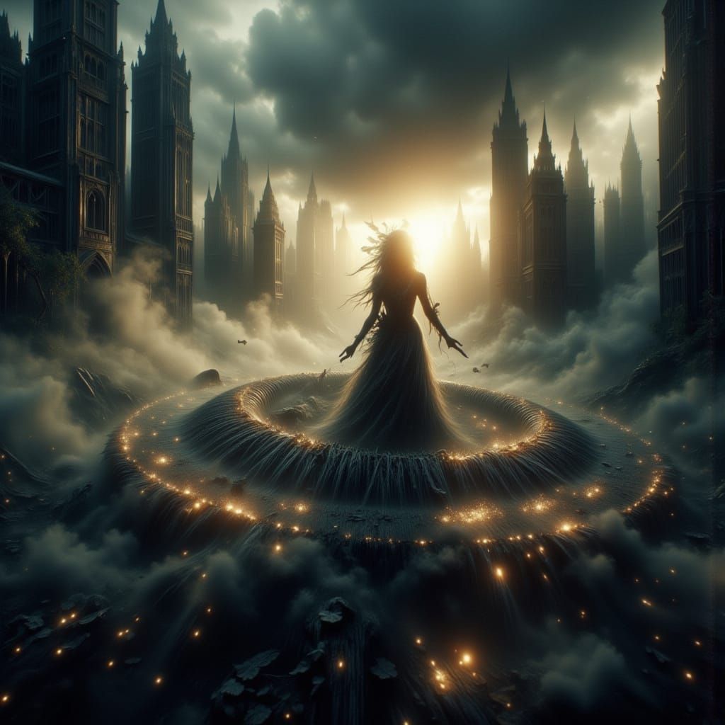 Dramatic Cinematic Scene with Film Grain and Vignette