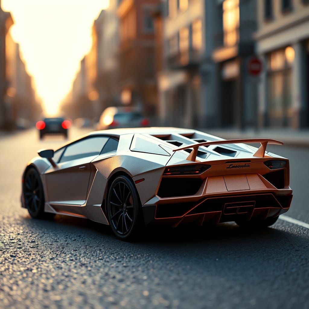 an origami  Lamborghini aventador