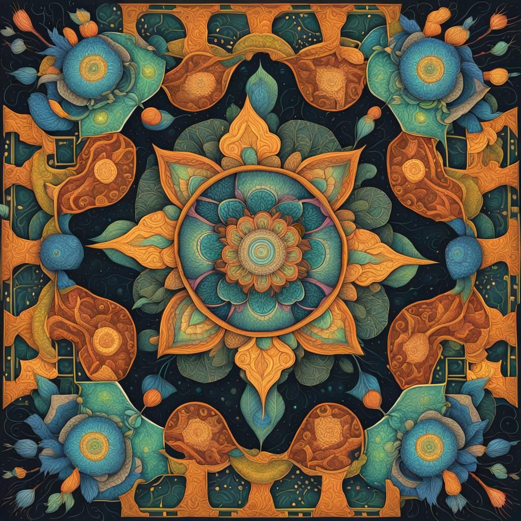 Bioluminescent Mandalas in Detailed 3D Digital Art