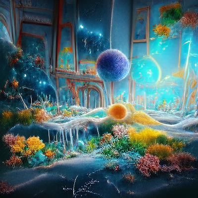 Electron Solar System in Whimsical Sci-Fi Style