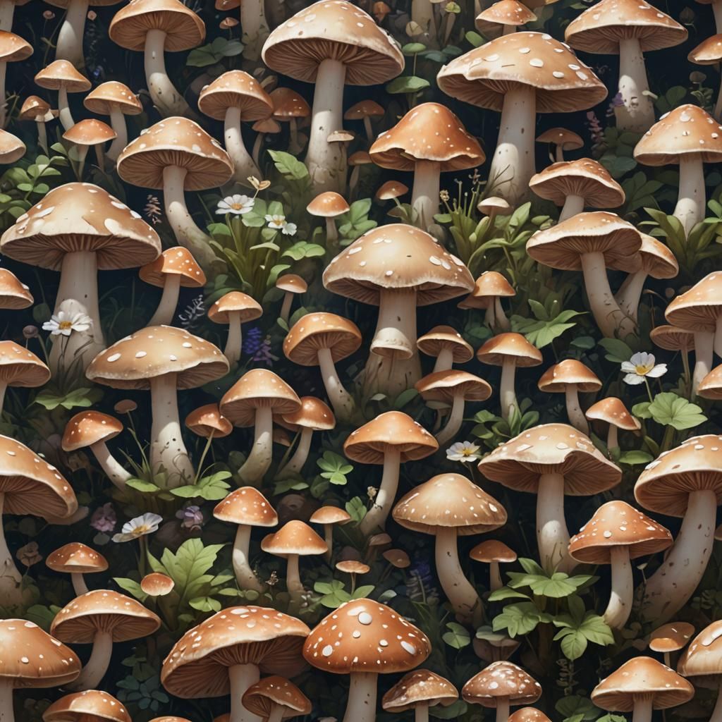 Anime-Inspired 3D Art of Detailed Mushrooms