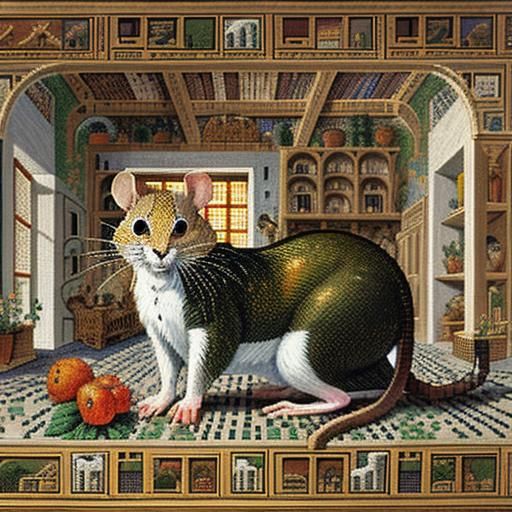 Pixelated Mouse in Pixelated House: Pixel Art