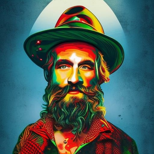 Psychedelic Lumberjack in Expressionist Abstract Style
