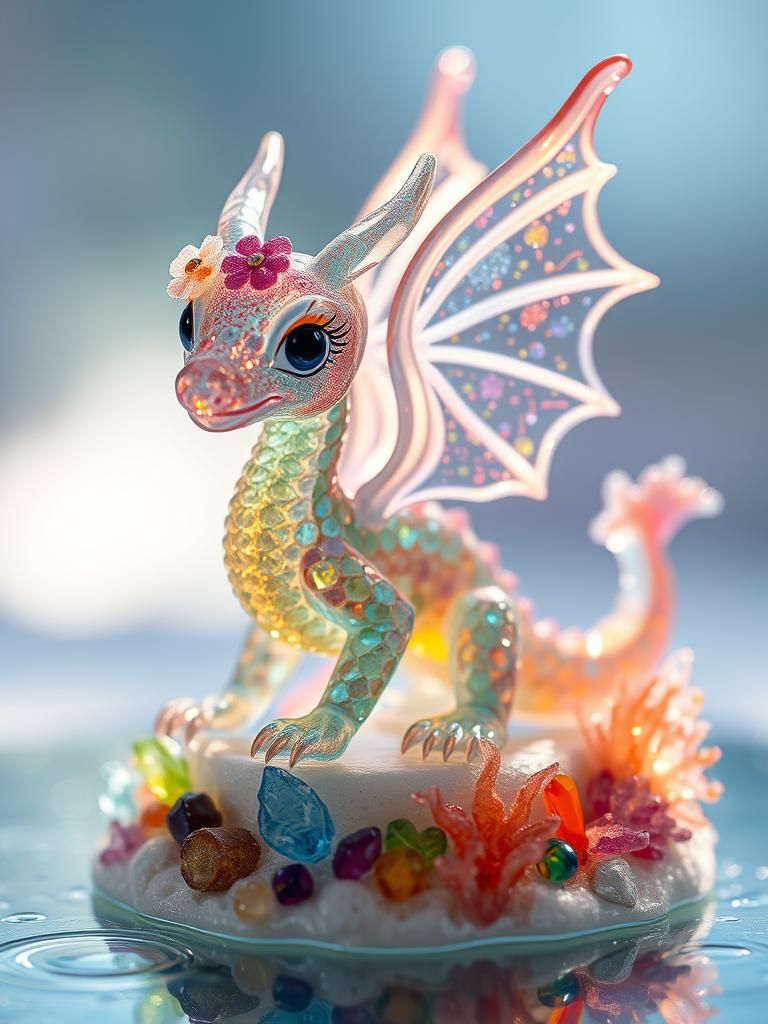 Miniature Glass Dragon Figurine with Ethereal Glow