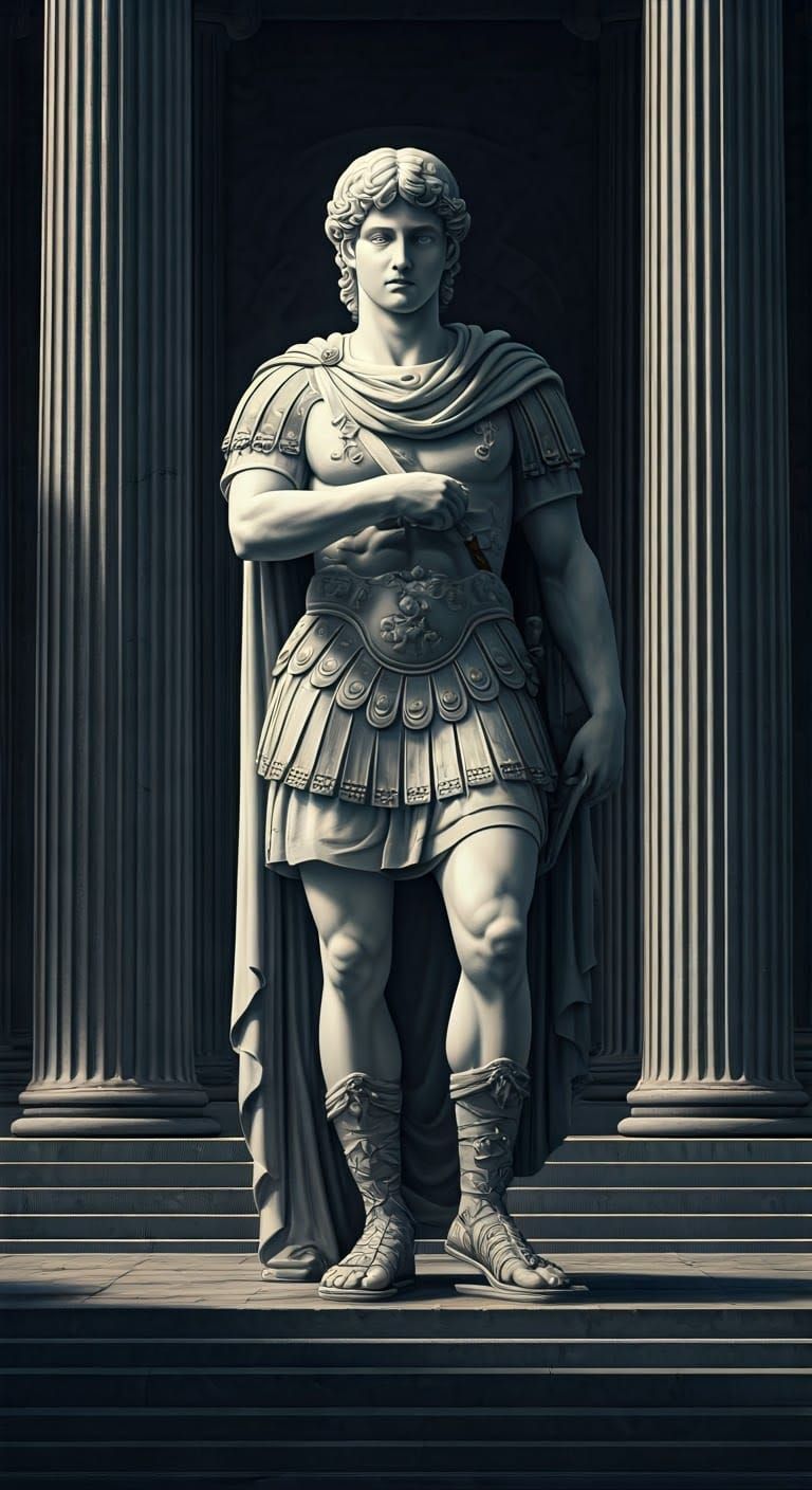 Ancient Roman Warrior in Marble Splendor