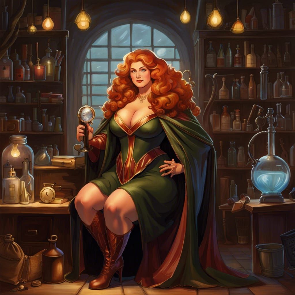 SuperGoddess Materializes in Alchemist's Lab: Detailed Matte...