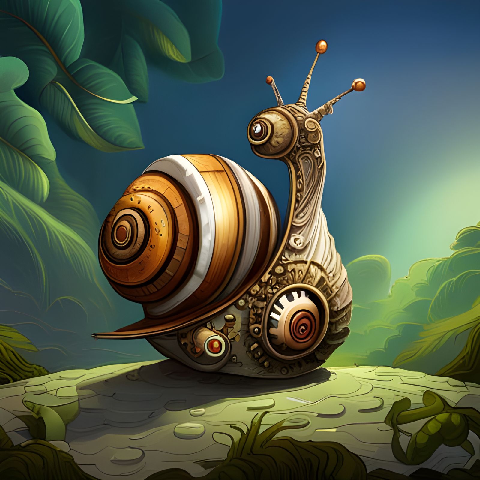 Steampunk Snail with Intricate Mechanical Details