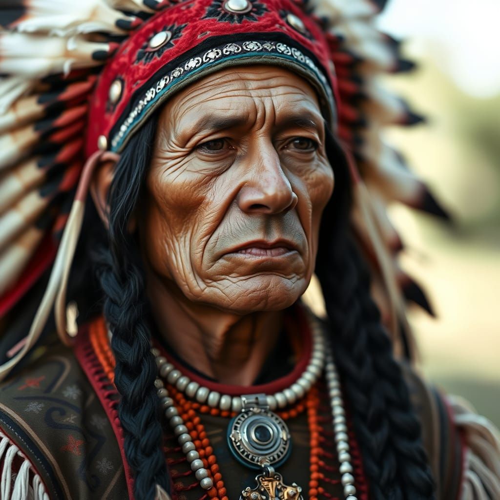 Contemplative American Indian Dancer Portrait