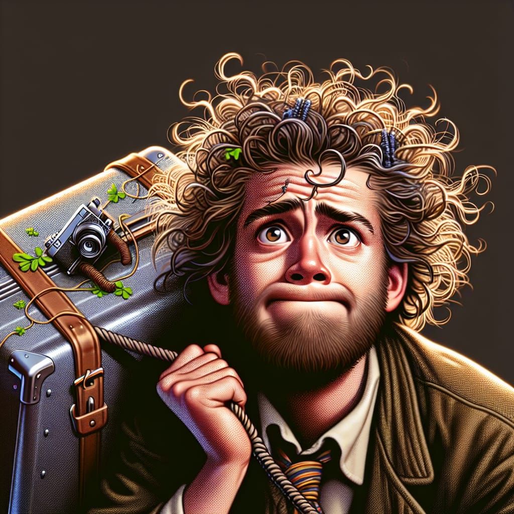 Frazzled Woman Struggles with Overpacked Suitcase