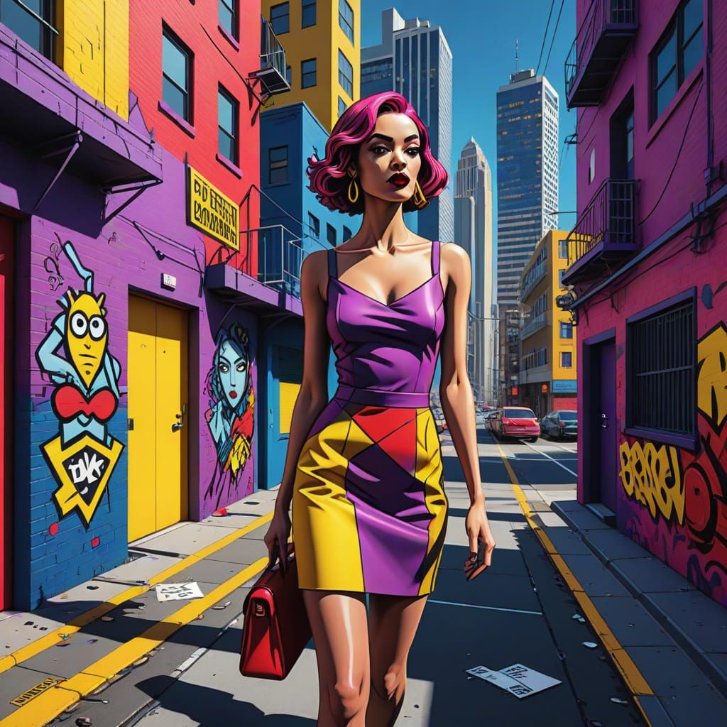 Vibrant Urban Metropolis in Comic Book Style